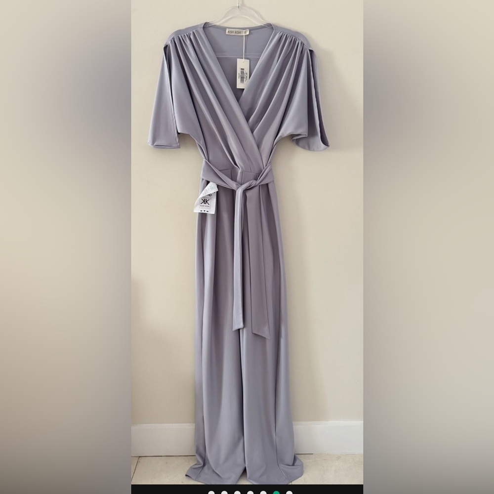 👗 NWT Women’s Long Semi-Formal Short Sleeve V-Neck Floor Length Maxi Dress.KOH - Picture 9 of 12